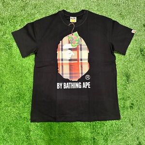 Bape Black T-Shirt with Plaid Ape Head